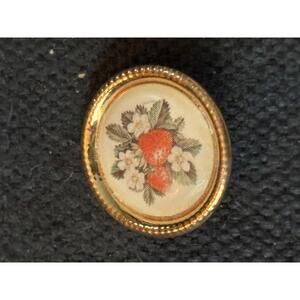 Vintage Floral Strawberry Brooch Pin